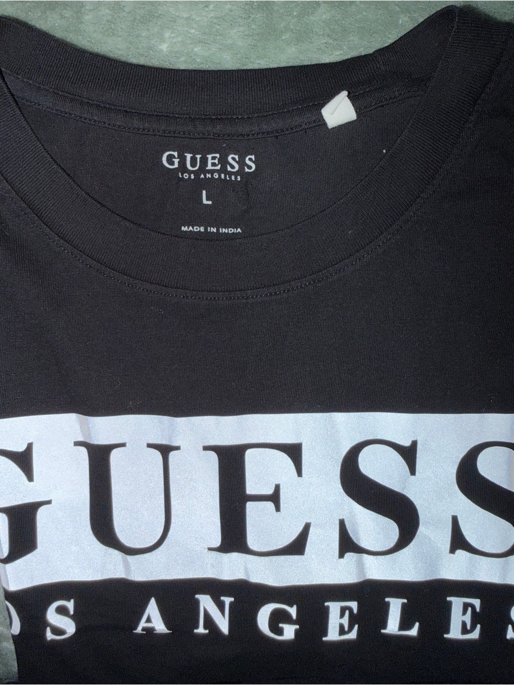 GUESS Black Tee with White Logo Bar